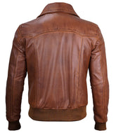 Heritage Burn - Men’s Distressed Brown Leather Bomber Jacket